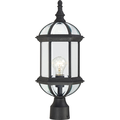 Nuvo Lighting 60/4976  Boxwood - 1 Light - 19" Outdoor Post with Clear Beveled Glass in Textured Black Finish